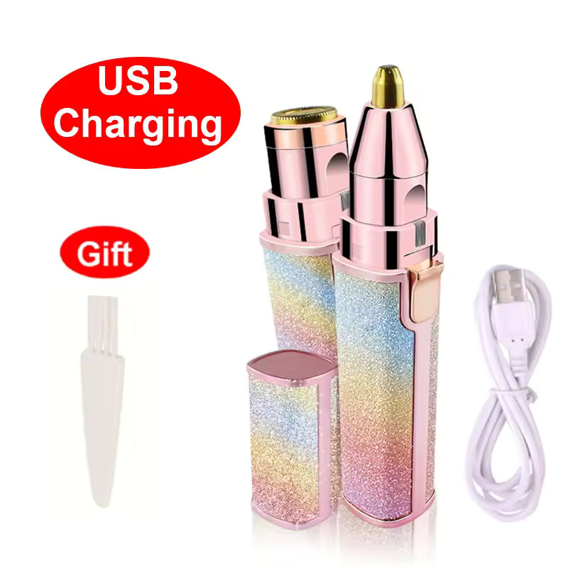 2‑in‑1 Electric Eyebrow Trimmer & Facial Hair Remover for Women - Compact & Rechargeable